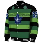 custom toronto maple leafs clover green lines green black varsity jacket best selling