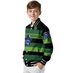 custom toronto maple leafs clover green lines green black varsity jacket best selling