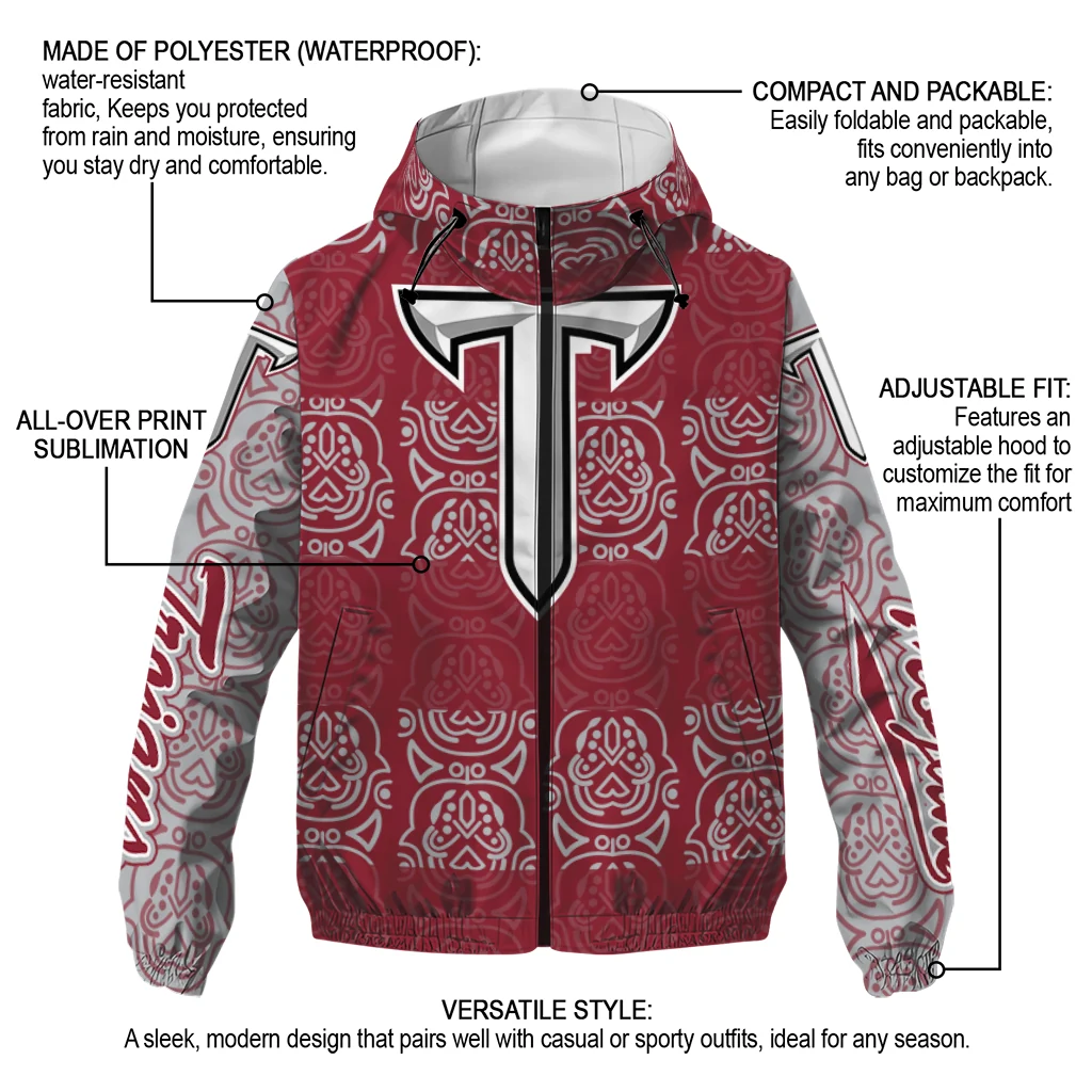 custom troy trojans cat eyes red windbreaker jacket new arrival custom troy trojans cat eyes red windbreaker jacket new arrival