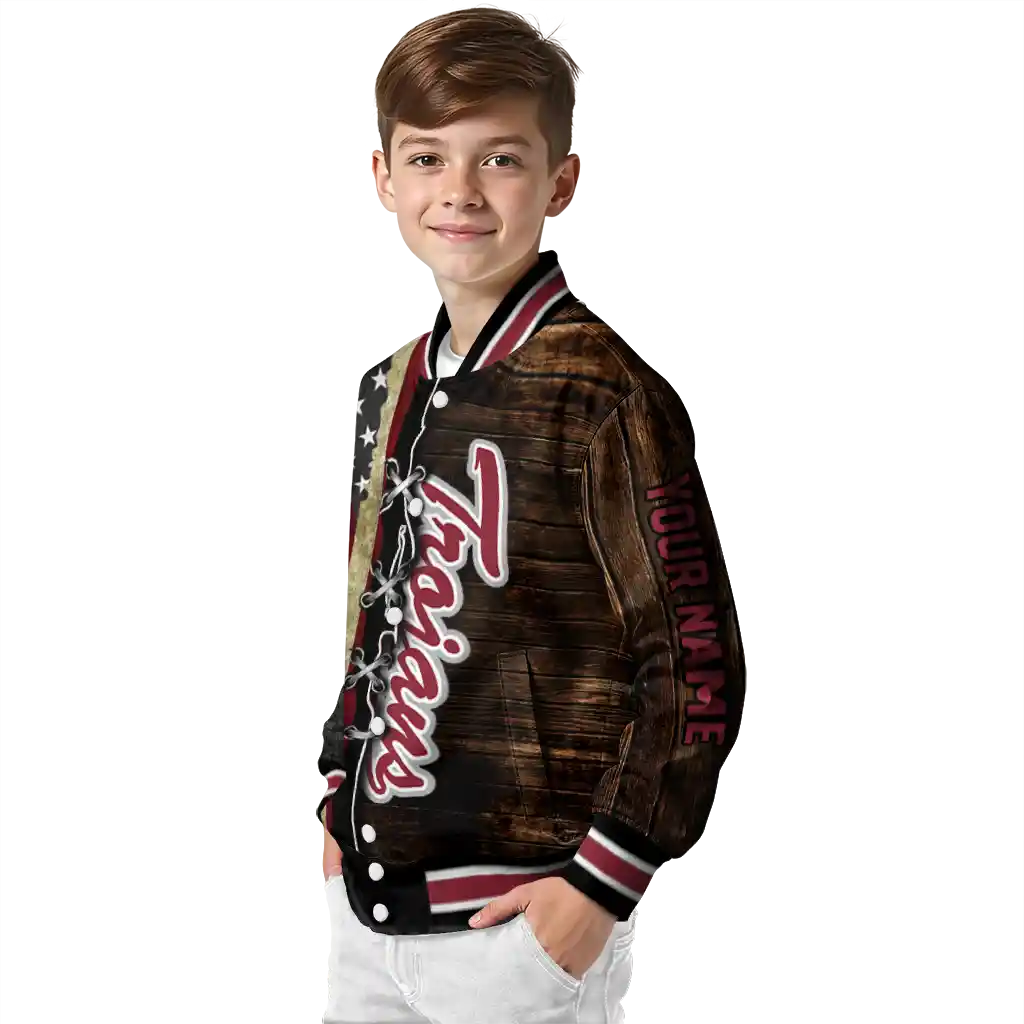 custom troy trojans flag wood brown varsity jacket trendy custom troy trojans flag wood brown varsity jacket trendy