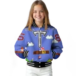 custom troy trojans mario blocks blue black varsity jacket best selling