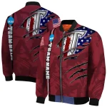 custom troy trojans usa flag claws red bomber jacket best selling