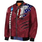 custom troy trojans usa flag claws red bomber jacket best selling
