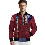 custom troy trojans usa flag claws red bomber jacket best selling