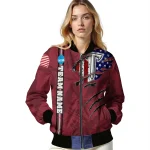 custom troy trojans usa flag claws red bomber jacket best selling