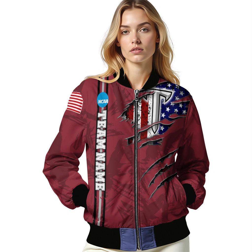 custom troy trojans usa flag claws red bomber jacket latest model custom troy trojans usa flag claws red bomber jacket latest model