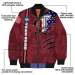 custom troy trojans usa flag claws red bomber jacket best selling