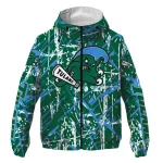 custom tulane green wave brushstroke pattern green windbreaker jacket best selling