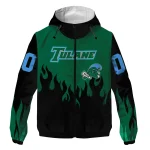 custom tulane green wave flame trim green black windbreaker jacket best selling