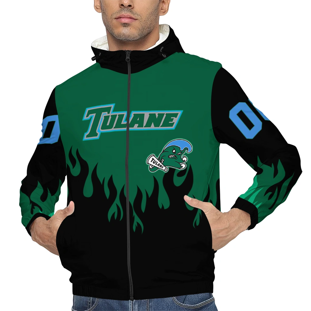 custom tulane green wave flame trim green black windbreaker jacket top rated custom tulane green wave flame trim green black windbreaker jacket top rated