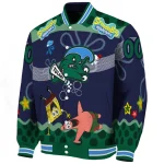 custom tulane green wave spongebob playtime green blue varsity jacket best selling