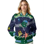 custom tulane green wave spongebob playtime green blue varsity jacket best selling