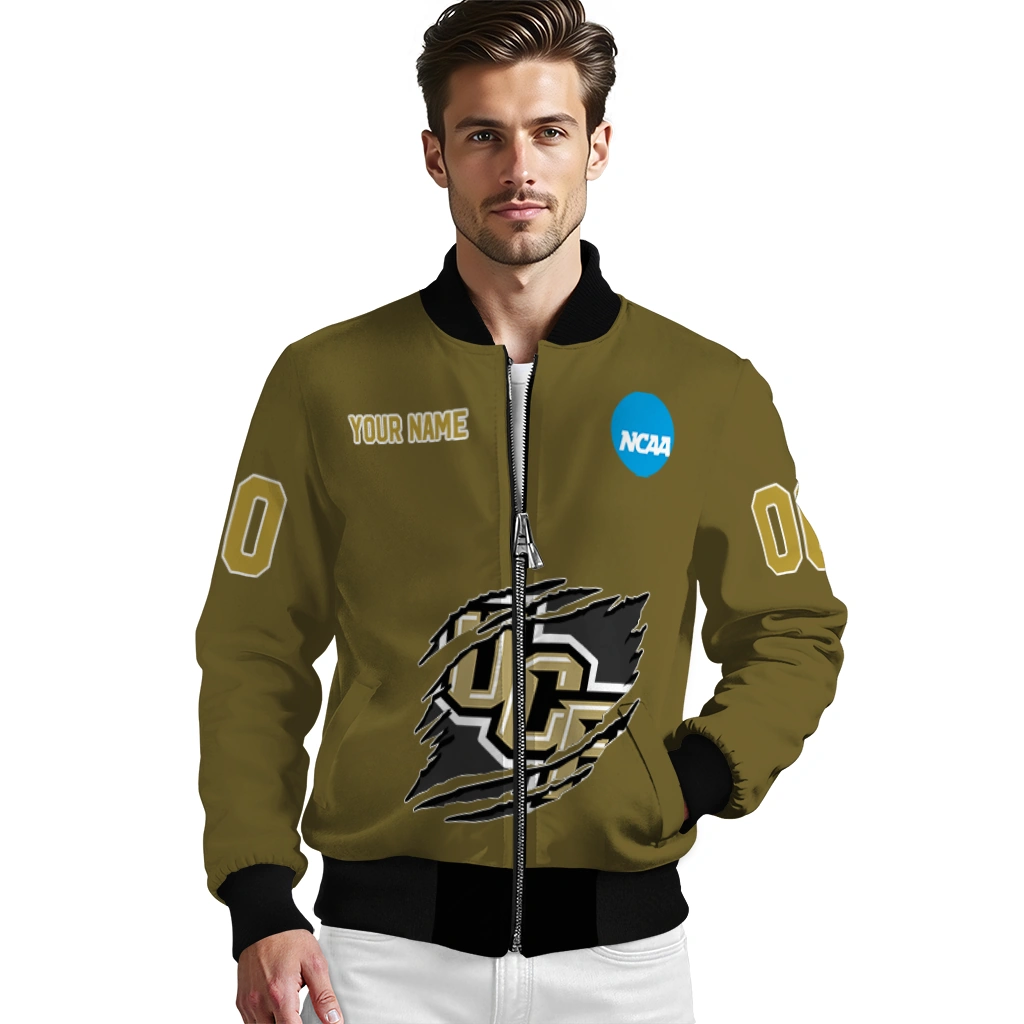 custom ucf knights claw mark gold bomber jacket high quality custom ucf knights claw mark gold bomber jacket high quality