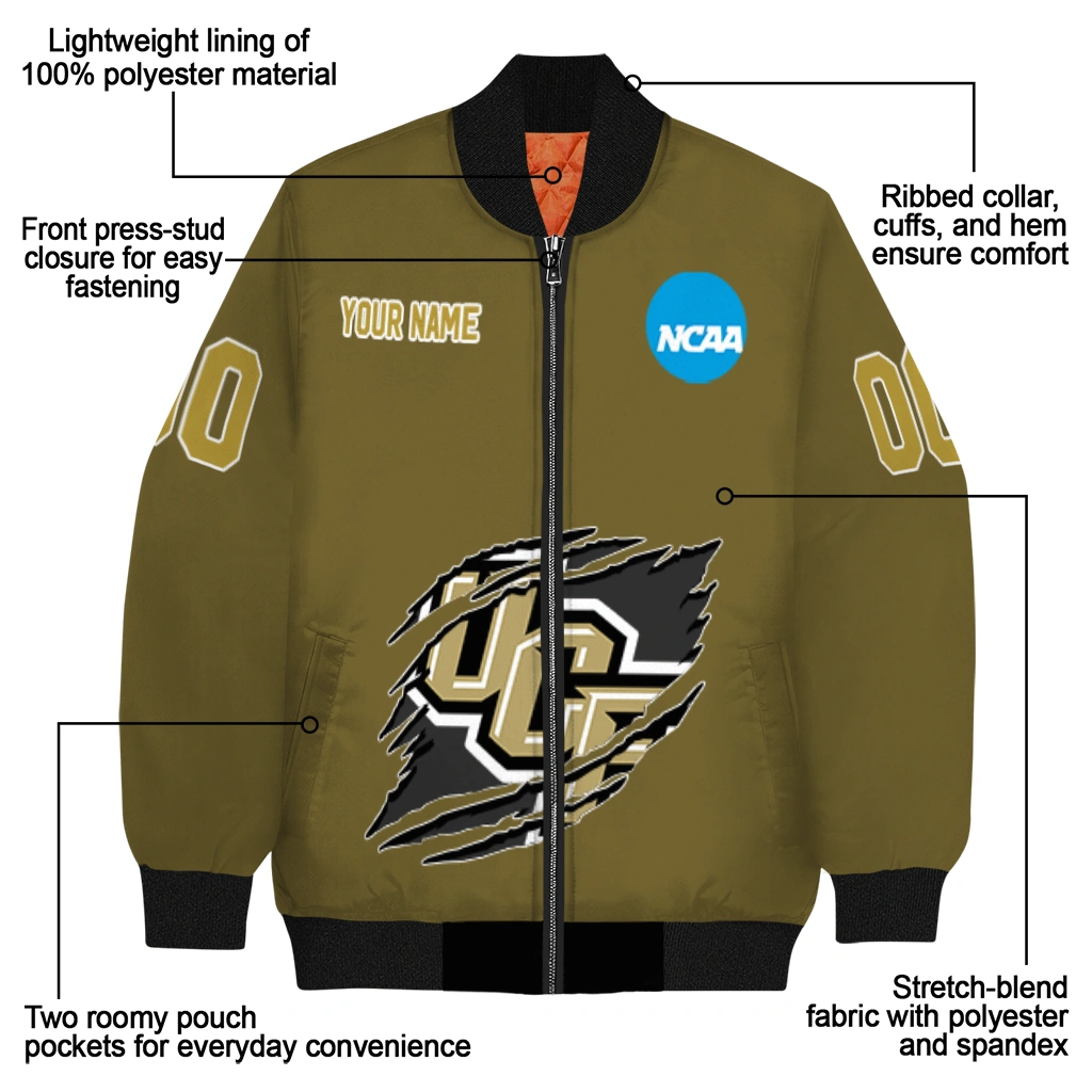 custom ucf knights claw mark gold bomber jacket new arrival custom ucf knights claw mark gold bomber jacket new arrival