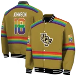 custom ucf knights rainbow jersey number gold varsity jacket best selling