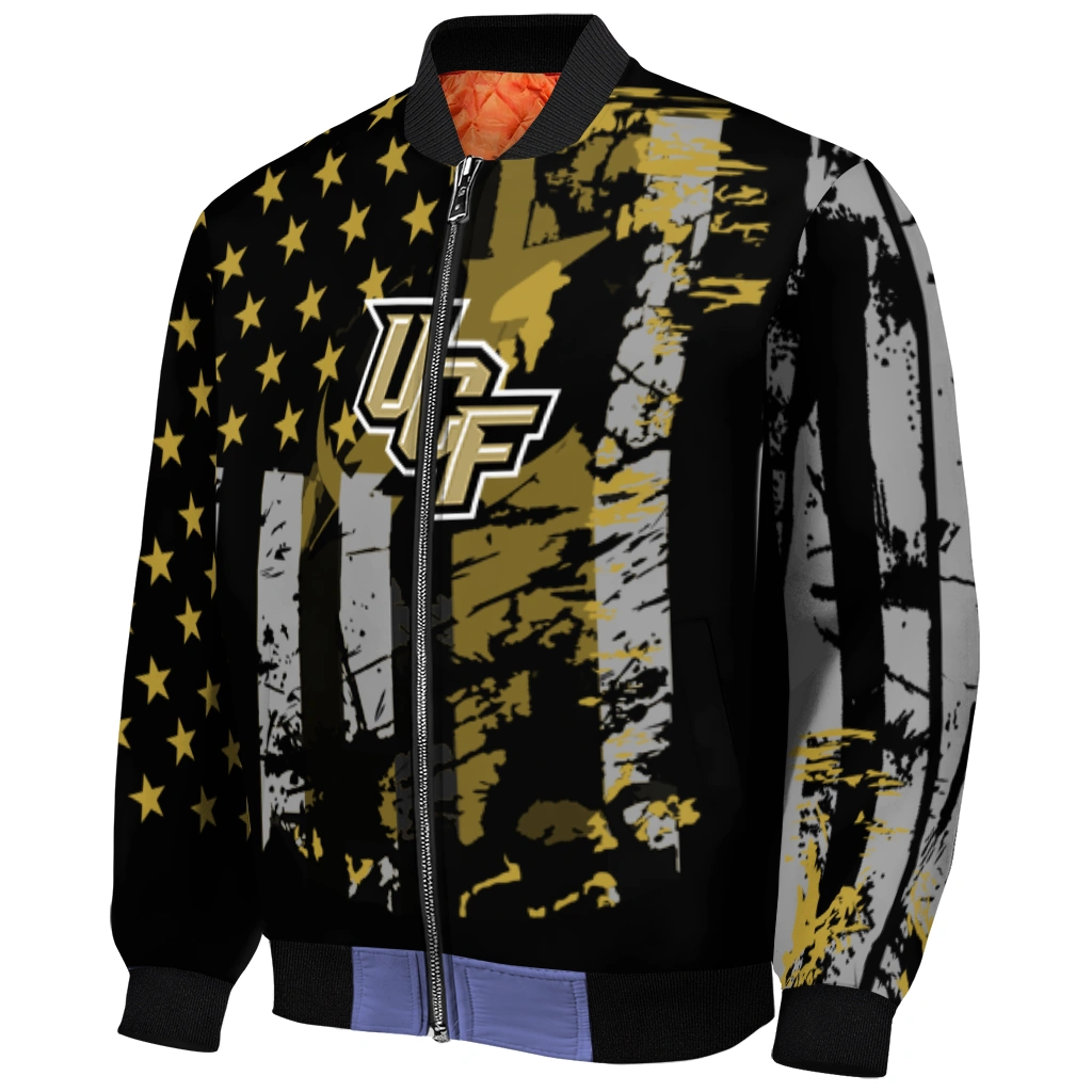 custom ucf knights star stripes gold black bomber jacket fashion forward custom ucf knights star stripes gold black bomber jacket fashion forward