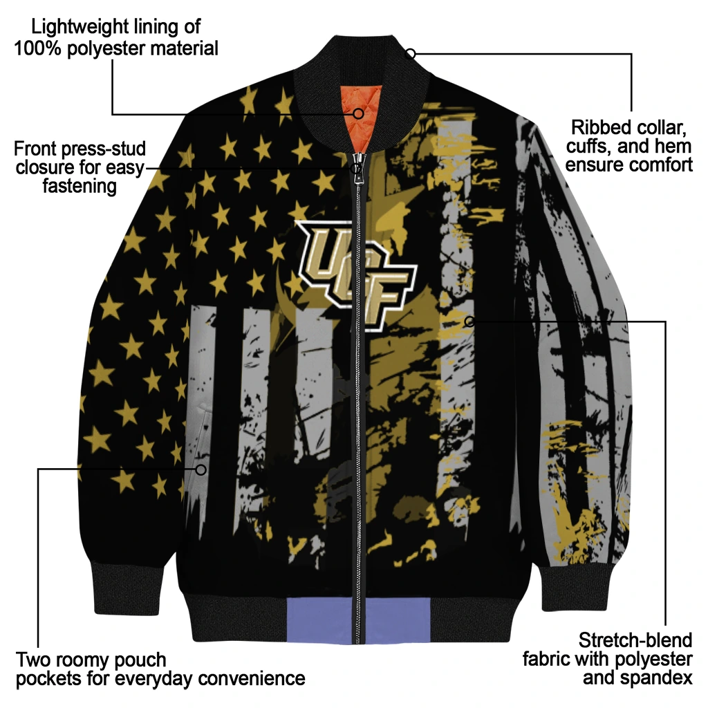 custom ucf knights star stripes gold black bomber jacket new arrival custom ucf knights star stripes gold black bomber jacket new arrival
