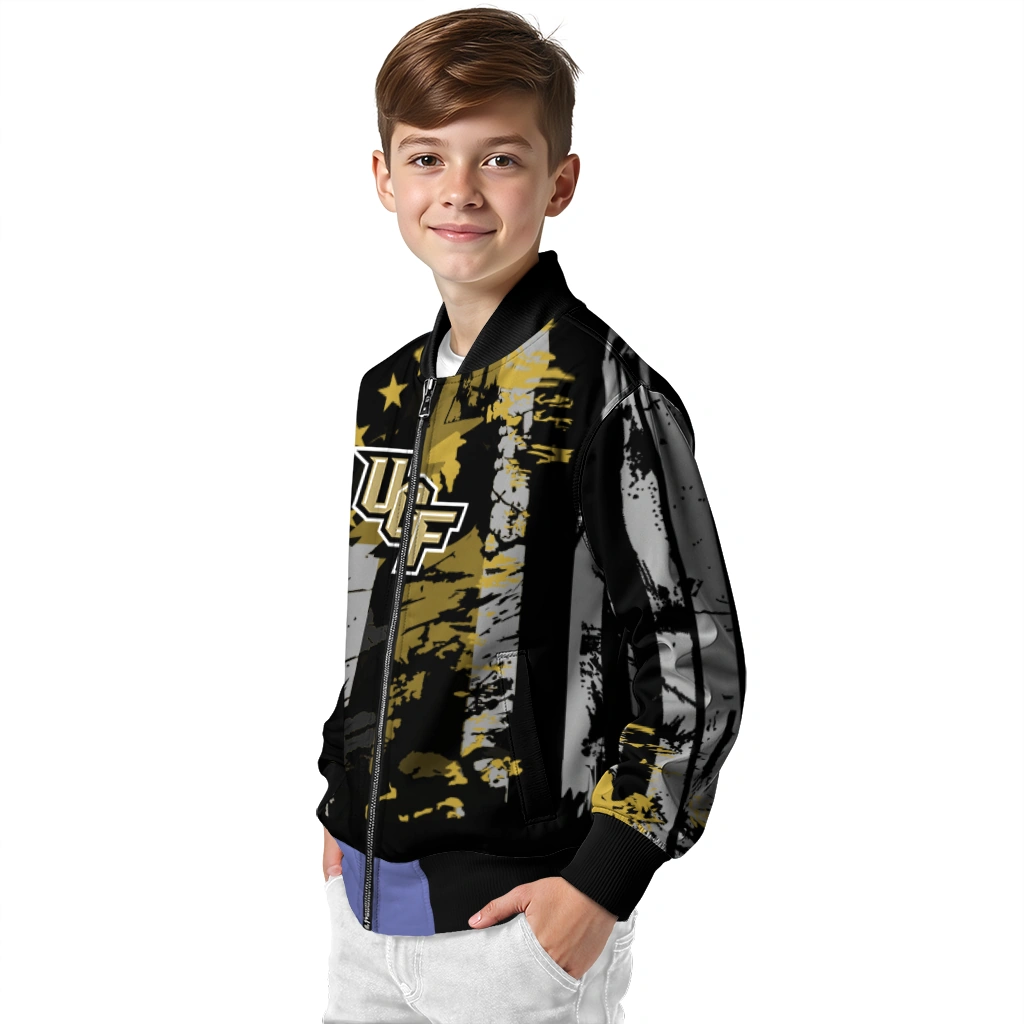 custom ucf knights star stripes gold black bomber jacket trendy custom ucf knights star stripes gold black bomber jacket trendy