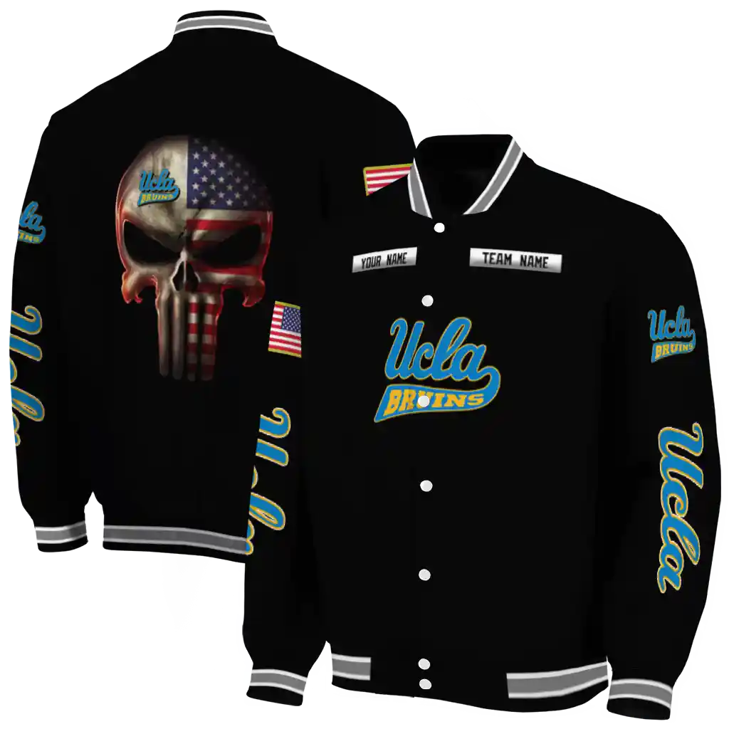 custom ucla bruins american flag skull black varsity jacket fashion forward custom ucla bruins american flag skull black varsity jacket fashion forward