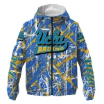 custom ucla bruins brushstroke pattern blue windbreaker jacket best selling
