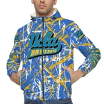 custom ucla bruins brushstroke pattern blue windbreaker jacket best selling
