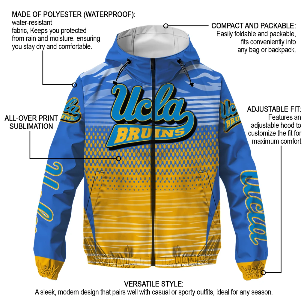 custom ucla bruins pattern layers blue windbreaker jacket new arrival custom ucla bruins pattern layers blue windbreaker jacket new arrival