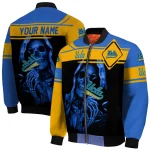 custom ucla bruins reaper hands blue black bomber jacket best selling