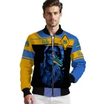 custom ucla bruins reaper hands blue black bomber jacket best selling