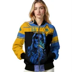 custom ucla bruins reaper hands blue black bomber jacket best selling