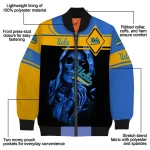 custom ucla bruins reaper hands blue black bomber jacket best selling