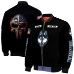 custom uconn huskies american flag skull black bomber jacket best selling