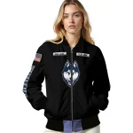 custom uconn huskies american flag skull black bomber jacket best selling