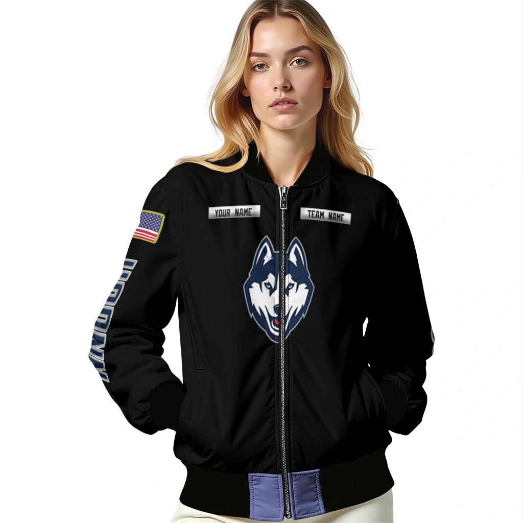 custom uconn huskies american flag skull black bomber jacket latest model custom uconn huskies american flag skull black bomber jacket latest model