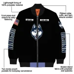 custom uconn huskies american flag skull black bomber jacket best selling