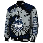 custom uconn huskies burst splatter blue varsity jacket best selling