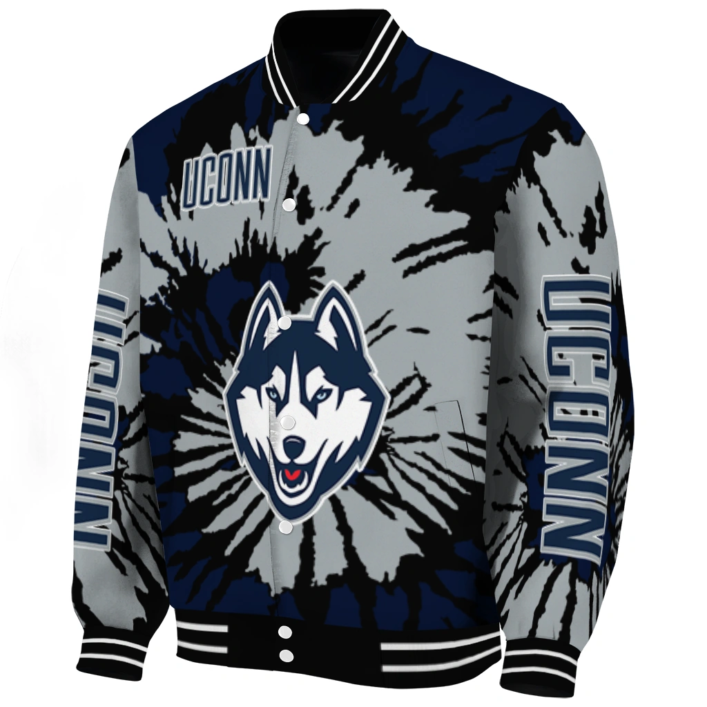 custom uconn huskies burst splatter blue varsity jacket best selling custom uconn huskies burst splatter blue varsity jacket best selling