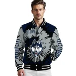 custom uconn huskies burst splatter blue varsity jacket best selling