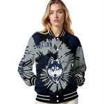 custom uconn huskies burst splatter blue varsity jacket best selling
