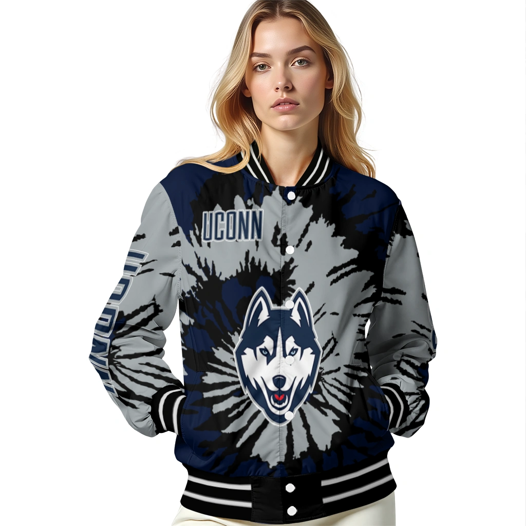 custom uconn huskies burst splatter blue varsity jacket latest model custom uconn huskies burst splatter blue varsity jacket latest model