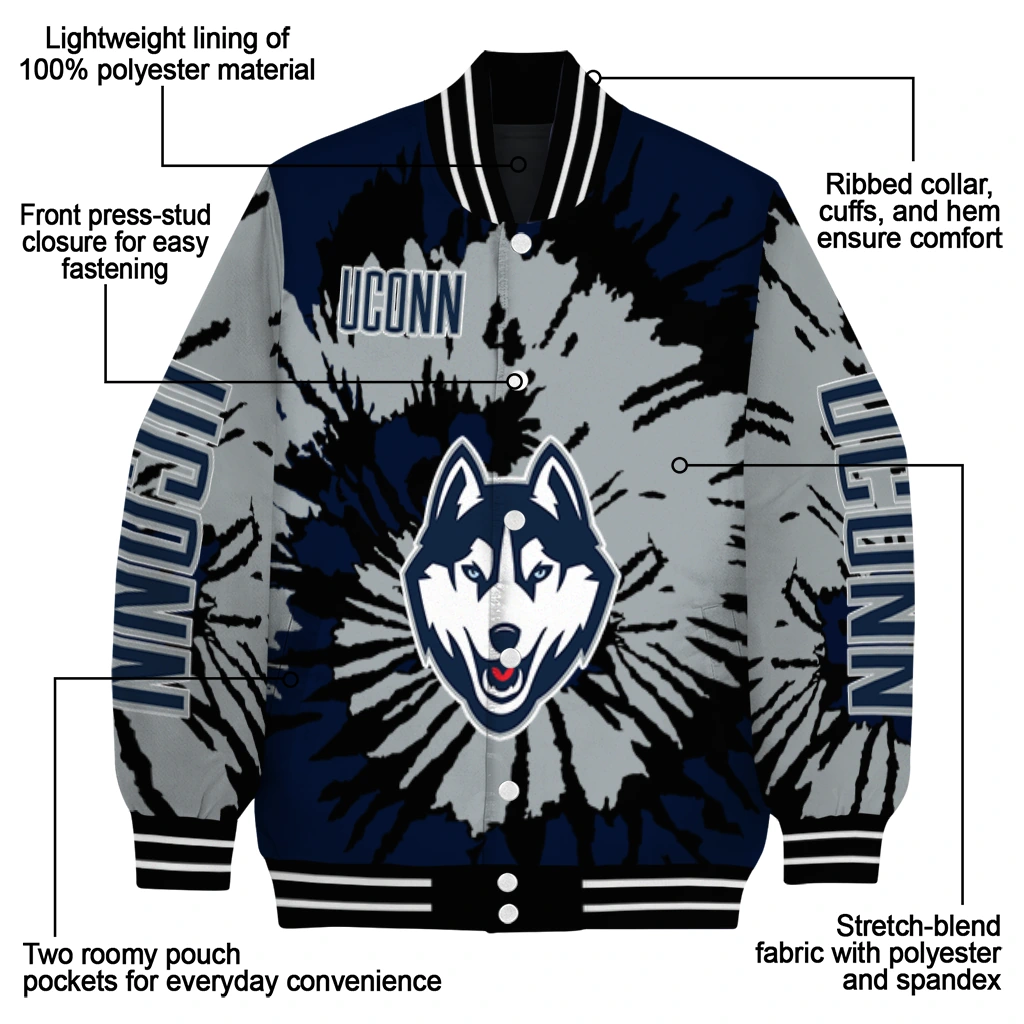 custom uconn huskies burst splatter blue varsity jacket new arrival custom uconn huskies burst splatter blue varsity jacket new arrival