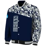 custom uconn huskies camouflage splash blue varsity jacket best selling