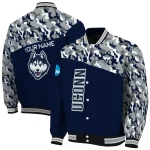 custom uconn huskies camouflage splash blue varsity jacket best selling