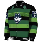 custom uconn huskies clover green lines green black varsity jacket best selling