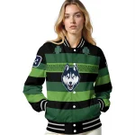 custom uconn huskies clover green lines green black varsity jacket best selling