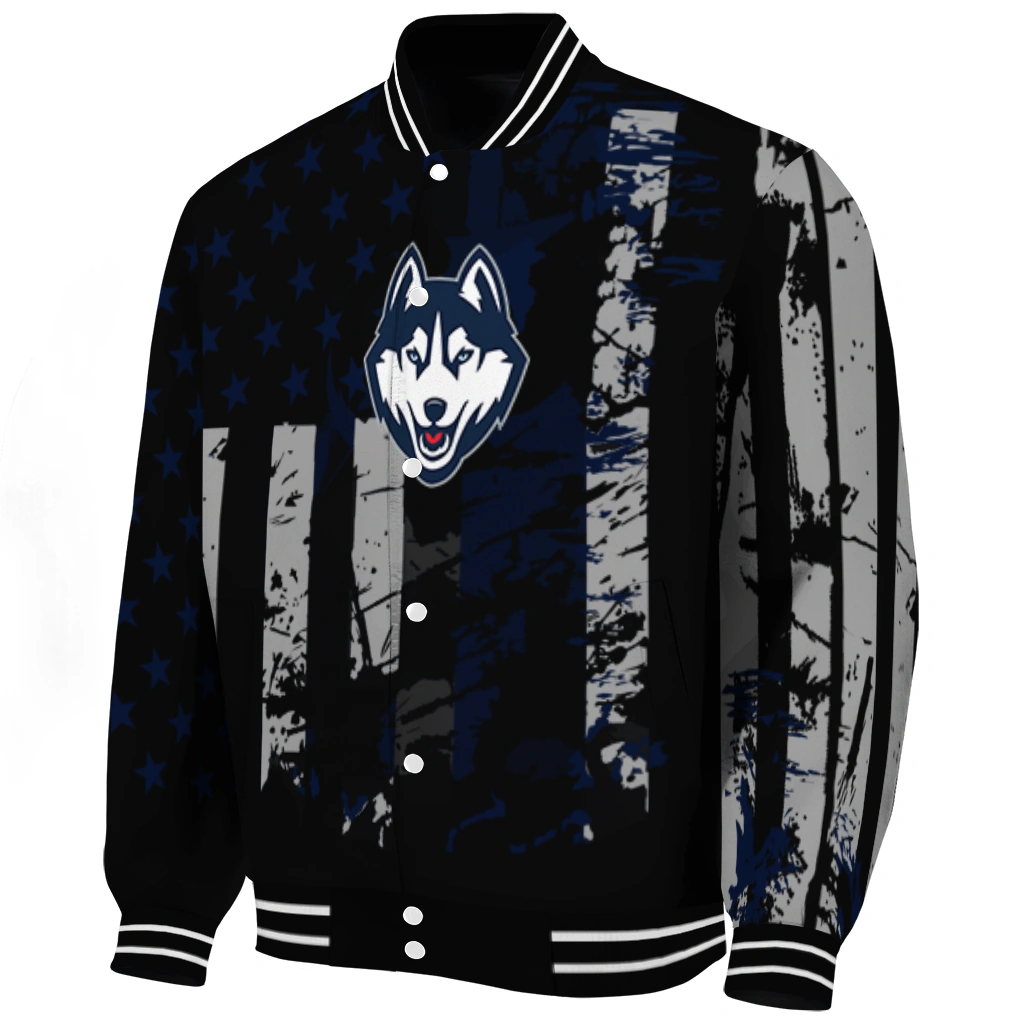 custom uconn huskies star stripes blue black varsity jacket best selling custom uconn huskies star stripes blue black varsity jacket best selling