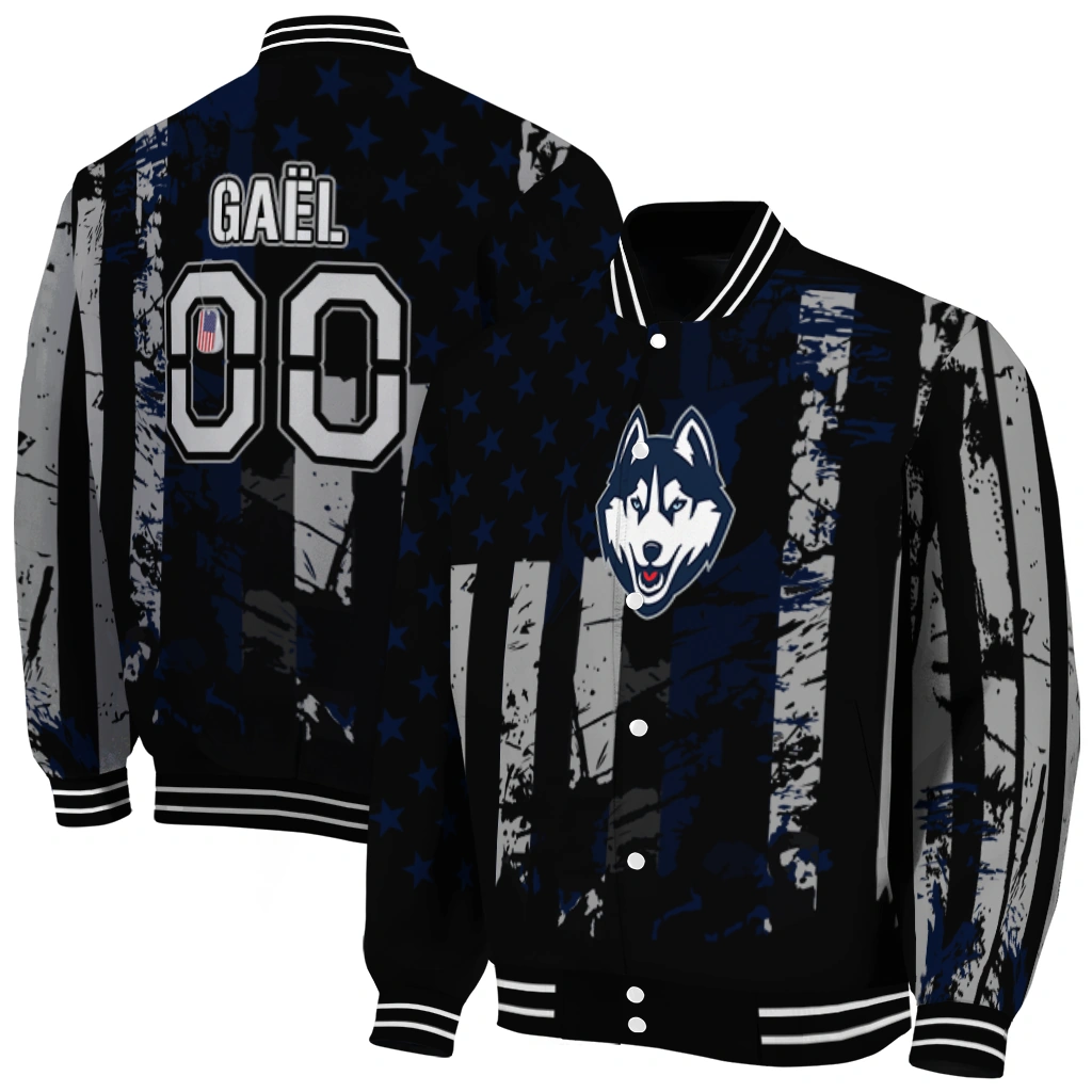 custom uconn huskies star stripes blue black varsity jacket fashion forward custom uconn huskies star stripes blue black varsity jacket fashion forward