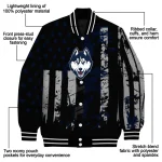 custom uconn huskies star stripes blue black varsity jacket best selling