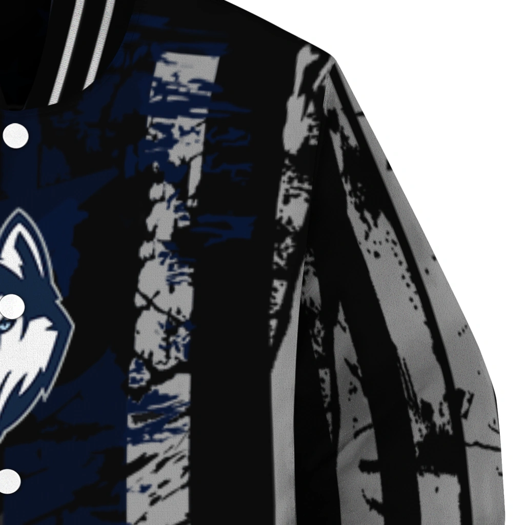 custom uconn huskies star stripes blue black varsity jacket premium grade custom uconn huskies star stripes blue black varsity jacket premium grade
