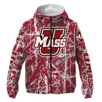 custom umass minutemen brushstroke pattern red windbreaker jacket best selling