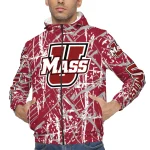 custom umass minutemen brushstroke pattern red windbreaker jacket best selling
